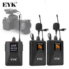 EYK EW-C02 30 Channel UHF Wireless Dual Lavalier Microphone System 60m Range for DSLR Camera Phone Interview Recording Lapel Mic 2024 - buy cheap