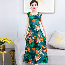 2022 Summer Midi Dresses Women Elegant O-Neck Flower Print Sleeveless Dress Female Casual Loose Everyday Dress Women's Clothes 2024 - buy cheap