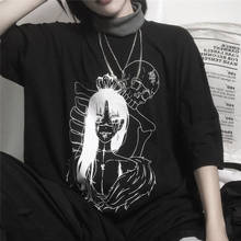 Summer Women Gothic T Shirt Grunge Tshirt Harajuku Black Goth Horror Skull Skeleton Clothing Korean Alt Clothes Tee Tops 2022 2024 - buy cheap