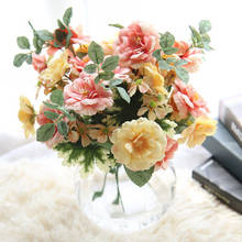 Букет искусственных цветов, шелковая чайная роза для свадебной вечеринки, украшение для дома, букет невесты, искусственные цветы, ящик, оптовая продажа 2024 - купить недорого