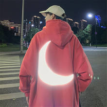 Sudadera reflectante de 3M para hombre, ropa de calle de Hip Hop de gran tamaño, Tops de manga larga, sudaderas con capucha de Japón informales para primavera y otoño, 2021 2024 - compra barato