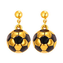 Collare Ball Earrings For Women Yellow Gold Color Stainless Steel Drop Earrings Fashion Jewelry Wholesale Women Gift E218 2024 - buy cheap