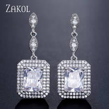 ZAKOL New Romantic Cubic Zirconia Square Simple Drop Earrings for Women Wedding Dinner Birthday Gift Jewelry FSEP2319 2024 - buy cheap