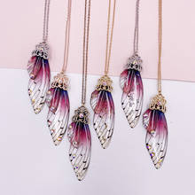 Collares de mariposa de resina transparente para mujer, colgante de hada púrpura con gradiente, oro brillante, diamantes de imitación, ala de insectos, novedad de 2020 2024 - compra barato