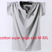 New Arrival Fashion Super Large Short Sleeve Men Cotton V-neck Knitted Casual T Shirt Plus Size M L XL 2XL 3XL 4XL 5XL 6XL7XL8XL 2024 - buy cheap