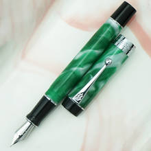 Jinhao 100 centenário resina caneta fonte gelo verde ef/f/18kgp m/dobrado nib com conversor de escrita escritório negócio presente caneta tinta 2024 - compre barato