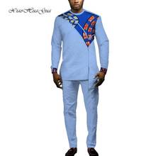 Roupa africana dos homens 2 pçs conjunto de manga longa dashiki camisa e calças conjunto africano impressão roupas retalhos de algodão ternos masculinos wyn693 2024 - compre barato