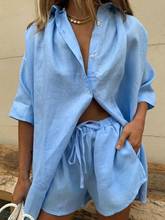 Summer Tracksuits Woman 2022 Lounge Wear Shorts Set Half Sleeve Loose Shirt Tops And Mini Shorts Two Piece Set Women Outfits 2024 - buy cheap