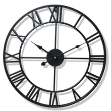 40/47cm Modern 3D Large Retro Black Iron Round Art Hollow Metal Wall Clock Nordic Roman Numerals Clock Home Decoration 2024 - buy cheap