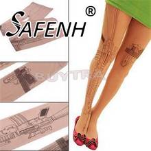 Moda Sexy Machine Gun Tattoo Transparente Justas Meias Meias para Mulheres 2024 - compre barato