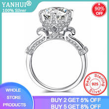 YANHUI-Anillo de plata de primera ley y Circonia cúbica para mujer, sortija, plata esterlina 925, Circonia cúbica, Zirconia, circonita, zirconita, diamante, 1 quilate, corona, tallado, S925 2024 - compra barato