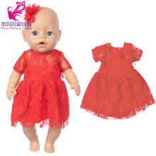 Vestido de encaje rojo para muñeca bebé Reborn, vestido de muñeca de 18 pulgadas, falda, juguetes, ropa 2024 - compra barato