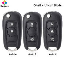 KEYECU-funda abatible para llave de coche, carcasa con 2/ 3 botones, HU100 Blade-FOB, para Opel, Vauxhall, Astra K, 2015, 2016, 2017 2024 - compra barato