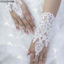 Hot Sale White/Ivory Fingerless Short Paragraph Elegant Noble Rhinestone Bridal Wedding Gloves Wholesale Free Shipping 2024 - buy cheap