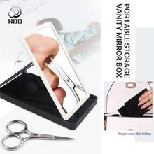 NOQ-Juego de tijera profesional con espejo para manicura de uñas, cejas, nariz, pestañas, cutículas, herramienta de maquillaje de pedicura curvada 2024 - compra barato