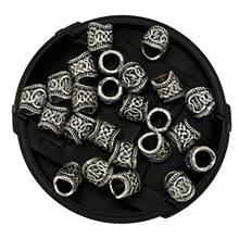 24Pcs Large Silver Hollow   Beard Beads Rings Knot Necklace Pendant Bracelet Hair Jewelry Bead Braid Jewelry Accessories 2024 - buy cheap