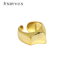 ANDYWEN-Anillos ajustables gruesos de oro para mujer, de Plata de Ley 925, grandes e irregulares, joyería fina de lujo, regalo 2024 - compra barato