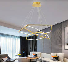 Новая современная роскошная Золотая люстра в минималистическом стиле, светодиодная Подвесная лампа для гостиной, светильник ильник 2024 - купить недорого