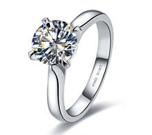 Anel de diamante moissanite sólido pt950, joias statement para noivado, para mulheres, joias finas para ela 2024 - compre barato