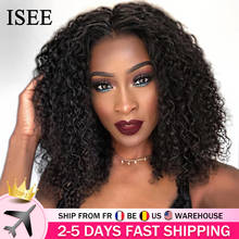 ISEE HAIR 35CM Curly Bob Lace Front Wigs For Women Brazilian Kinky Curly 13X4 Lace Front Wig Curly Bob Human Hair Wigs 2024 - buy cheap