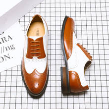 Misalwa-zapatos Brogue de verano para hombre, zapatos de vestir formales de cuero con cordones, color blanco y negro, colores mezclados 2024 - compra barato