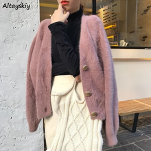 Cardigan Women Cropped S-3XL Lantern Sleeve Mink Cashmere Solid Cozy Spring Autumn Newest Outwear Loose Fitting Elegant Warm Ins 2024 - buy cheap