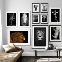 Canvas Painting Animal Giraffe Zebra Lion Elephant Horse Prints & Poster Black and White Art Wall  Home Decor Decorative 2024 - buy cheap