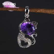 Natural Gemstone Amethyst Lucky Pendant Real Silver 925 Jewelry For Women Vintage Fashion Jewelry 2024 - buy cheap