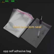 200pcs/lot Resealable BOPP/Poly/Cellophane Bag 18*21 cm+3cm Transparent OPP gift Plastic packaging bags Self Adhesive Seal 2024 - buy cheap