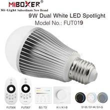Miboxer lâmpada de led dupla branca, 2.4g 9w e27, cct lâmpada ajustável com temperatura em cor fut019, suporta controle remoto wifi 2.4g 2024 - compre barato