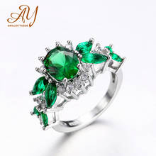 Anillos Yuzuk Silver Hot Jewelry Emerald Ring Green Gemstone Ring for Women Trendy Party FashionSilver Female Jewelry Ring 2024 - buy cheap