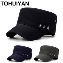 Branded Washed Cotton Military Hat For Men Summer Autumn Casual Cadet Cap Women Flat Top Hats Classic Adjustable Bone Army Caps 2024 - buy cheap