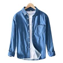 Helisopus Winter New Men's Casual Denim Shirt 3 Colors long sleeve cotton Slim Fit Cowboy shirt Male Tops Brand Clothes 2024 - buy cheap