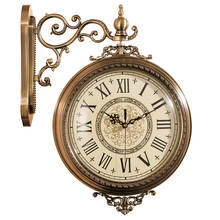 Reloj de pared europeo de lujo de doble cara, sala de estar único reloj chino para, grande, vintage, silencioso, romano, para cocina, regalo de pared W6B 2024 - compra barato