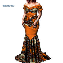 Bazin Riche-vestido africano sin hombros para mujer, ropa Sexy de retazos, con cuello de pico, para fiesta y boda, WY6702 2024 - compra barato