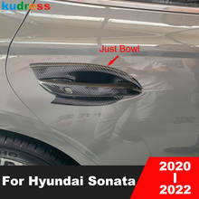 Maçaneta da porta de carro com acabamento para hyundai sonata 2020 2021, de fibra de carbono, moldura da tampa, acessórios automotivos externos 2024 - compre barato