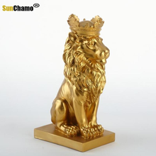 New Creative Modern Golden Crown Black Lion Statue Animal Figurine Sculpture for Home Decorations Attic Ornaments Gifts 2024 - buy cheap