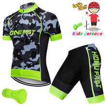 Conjunto de ropa de ciclismo para niños y niñas, camiseta de manga corta de camuflaje, transpirable, verano, 2021 2024 - compra barato