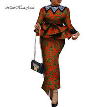 Conjunto de falda y Tops con volantes y estampado africano personalizado para mujer, ropa Africana Bazin Riche, conjunto de faldas de talla grande WY6139, 2 piezas 2024 - compra barato