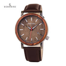 BOBO BIRD Wooden Metal Watch Men Brand Design Lightweight SEIKO PC32 Quartz Watches with Calendar Genuine Leather Customize 2024 - buy cheap
