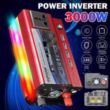 3000W Power Inverter Modified Sine Wave LCD display DC 12V to AC 220V 4 USB Car Transformer Convert Charging Converter LED Lamp