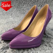 Women Stiletto Thin High Heel Pumps Sexy Pointed Toe Purple Patent Fashion Party Ball Lady Shoes 0640B 2024 - buy cheap