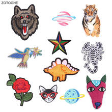 Zotoone remendo animal em ferro wolf, patches para roupas de dinossauro planetas, transferência de calor diy, tecido de aplicação g 2024 - compre barato