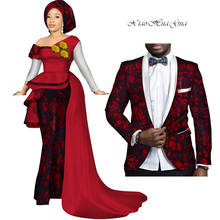 African Couple Clothes Women Dress Men Blazer Bazin Riche African Print Patchwork Evening Party Dresses Blazers Lovers WYQ278 2024 - buy cheap