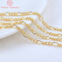 (4289)1 Meter Width:2.8MM 24K Gold Color Plated Brass 3+1 Figaro Chains Necklace Chains High Quality Diy Jewelry Accessories 2024 - buy cheap