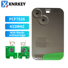 Ключ для смарт-карты XNRKEY, 2 кнопки, чип PCF7926, 433 МГц, с надписью без логотипа, с зеленым лезвием для Renault Laguna, дистанционный Автомобильный ключ 2024 - купить недорого