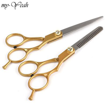 Golden Professional 6.0 Inch Stainless Steel Barber Hair Cutting Thinning Scissor Shears Hairdressing Set 2024 - buy cheap