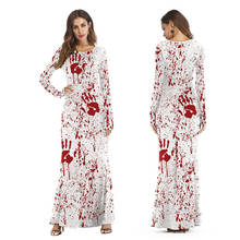 Girls Horror Blood Print Hand Print Dress Zombie Costume Scary Bloody Terror Costume Halloween Carnival Purim Dresses Outfit 2024 - buy cheap
