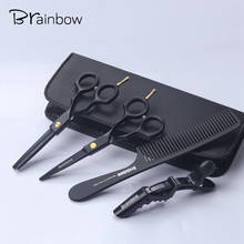 Brainbow 5.5' Professional Black Japan Hair Scissors Cutting Thinning Hairdressing Barber Scissors Salon Haircut Styling Tools 2024 - buy cheap