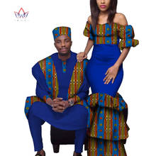 African Couple Clothes African Dresses for Women Bazin Riche Long Dresses African Men Print Gown Top and Pants WYQ221 2024 - buy cheap